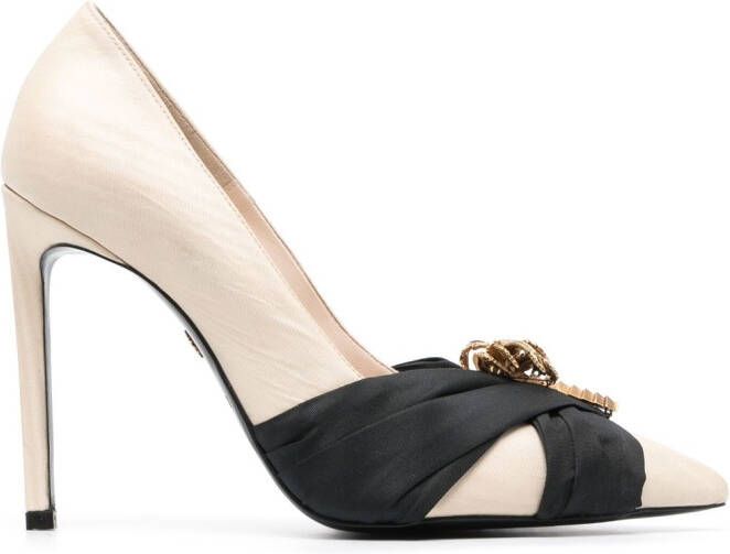 Roberto Cavalli ribbon-embellished pointed toe pumps Neutrals