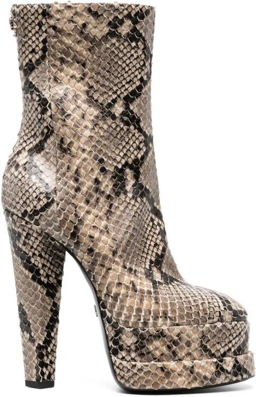Roberto Cavalli snakeskin-effect platform ankle boots Neutrals