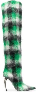 Roberto Cavalli thigh-high knitted boots Green