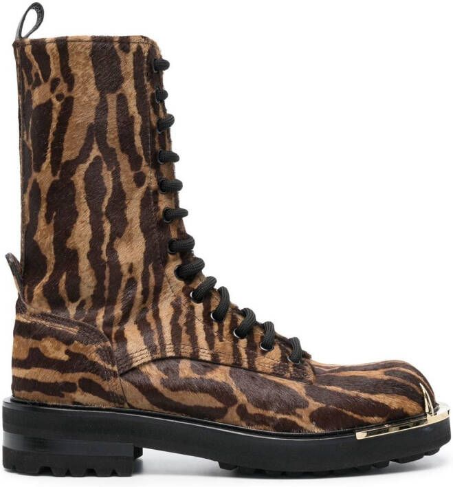 Roberto Cavalli tiger-print ankle boots Brown