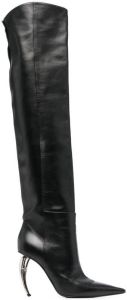Roberto Cavalli Tiger Tooth heel thigh-high boots Black