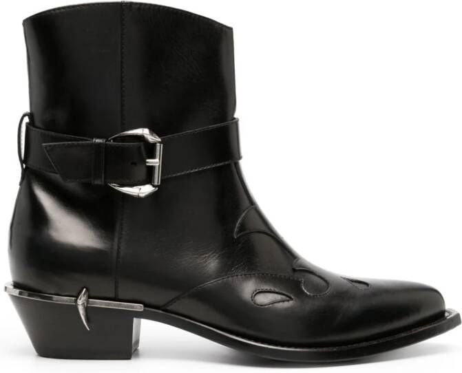 Roberto Cavalli Tiger Tooth leather boots Black