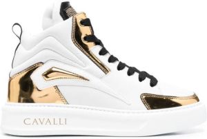 Roberto Cavalli Tiger Tooth panelled colour-block high-top sneakers White