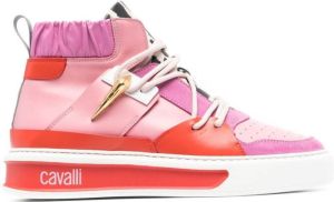 Roberto Cavalli Tiger Tooth panelled high-top sneakers Pink