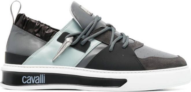 Roberto Cavalli Tiger Tooth panelled sneakers Grey