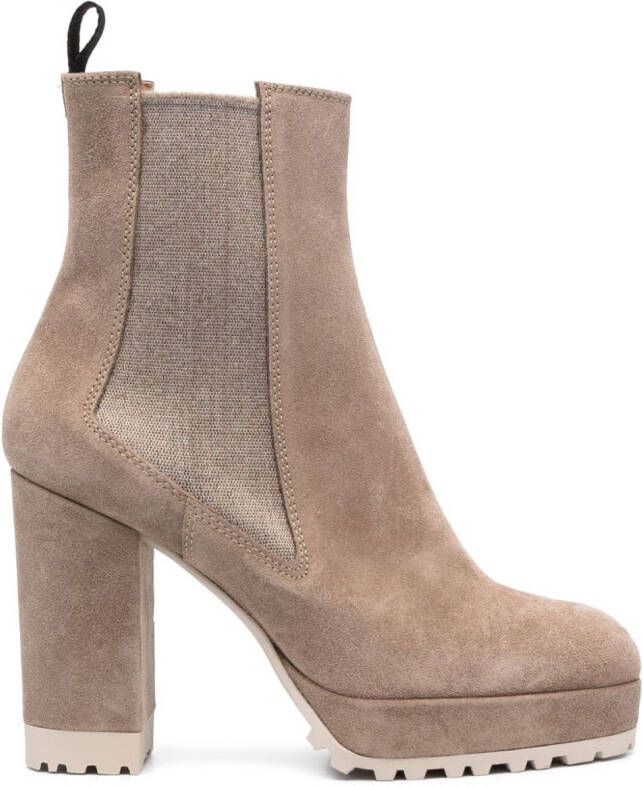 Roberto Festa 105mm platform suede ankle boots Neutrals