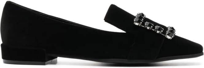 Roberto Festa Felisa crystal-embellished leather loafers Black