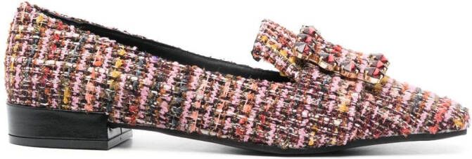 Roberto Festa Felisa tweed flat loafers Pink