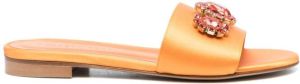 Roberto Festa Panerea crystal-embellished satin sandals Orange