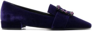 Roberto Festa rhinestone-embellished suede loafers Purple
