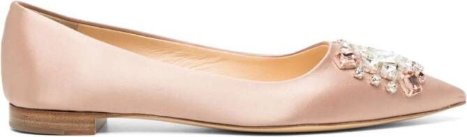 Rochas crystal-embellished satin ballerina shoes Pink