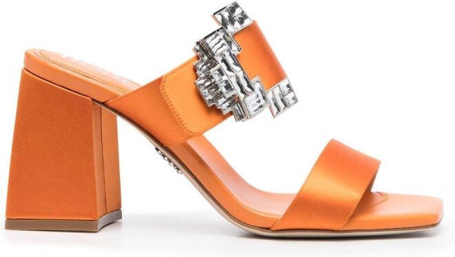 Rodo 90mm crystal-embellished mules Orange