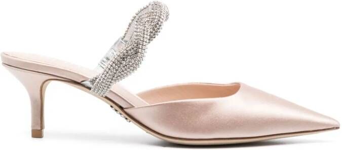 Rodo crystal-embellished calf leather mules Pink