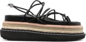 Sacai 80mm flatform leather sandals Black