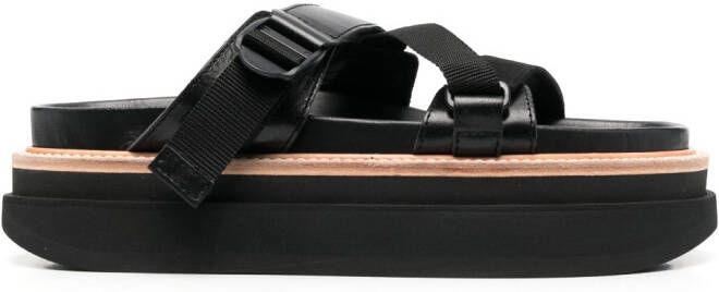 Sacai buckle-strap slides Black