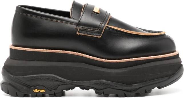 Sacai coin-detail leather loafers Black