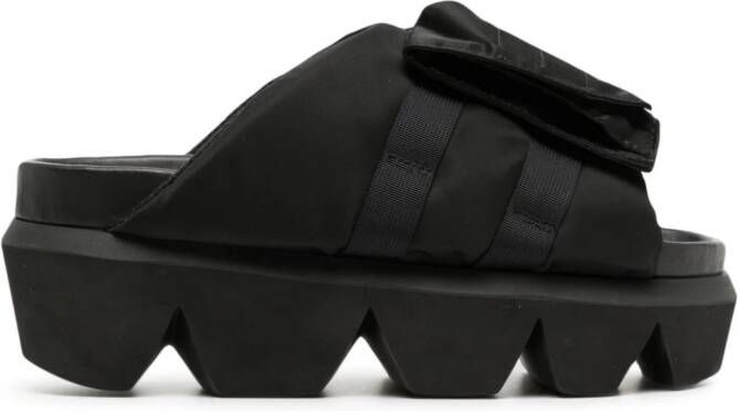 Sacai flap-pocket chunky-sole slides Black