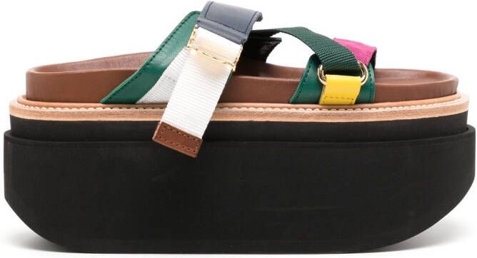 Sacai hybrid belt leather sandals Brown