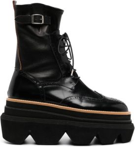 Sacai lugged lace-up ankle boots Black