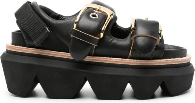 Sacai padded leather sandals Black