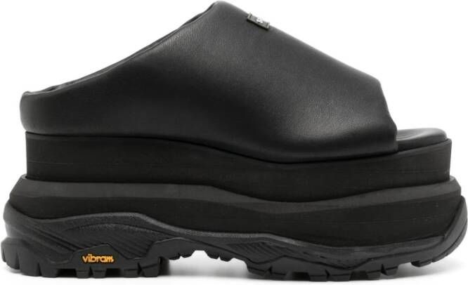 Sacai platform-sole leather slides Black