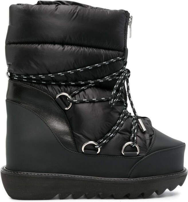 Sacai quilted lace-up ankle boots Black