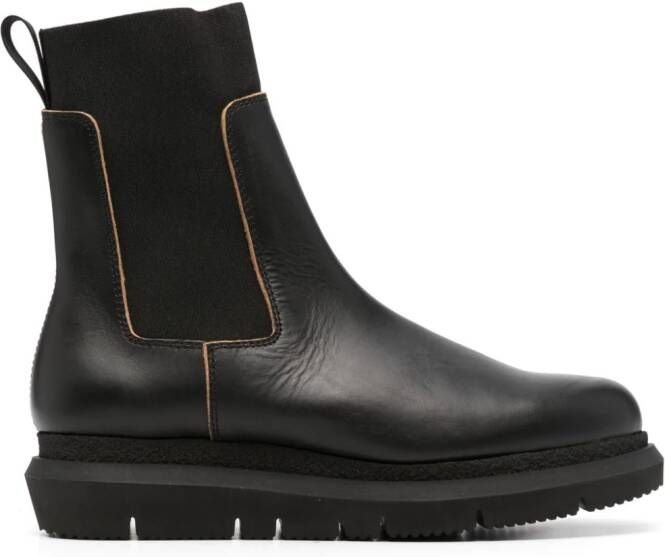 Sacai round-toe leather boots Black