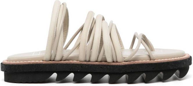 Sacai strappy leather platform sandals Brown