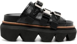 Sacai Wingtip Slide 60mm leather sandals Black