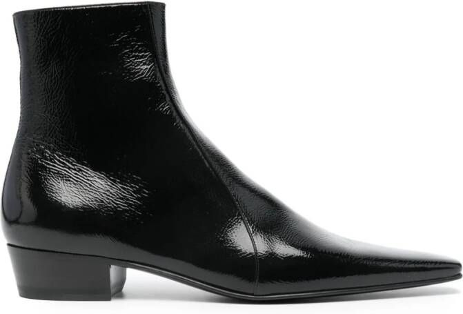 Saint Laurent 35mm patent-leather ankle boots Black