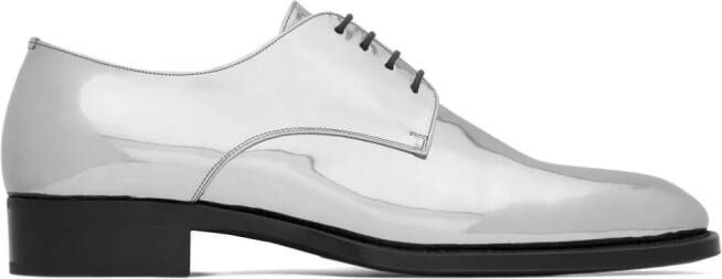 Saint Laurent Adrien patent-leather Derby shoes Silver