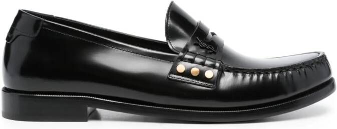 Saint Laurent almond-toe leather loafers Black