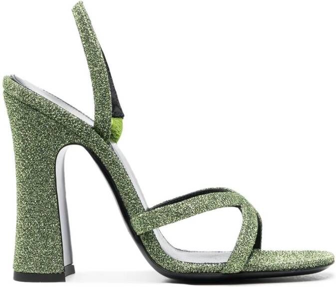 Saint Laurent Arancha 110mm lurex sandals Green