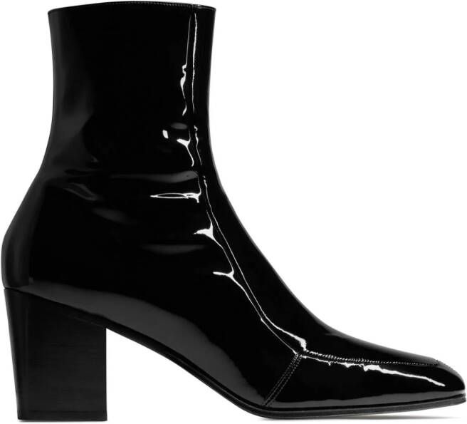 Saint Laurent Beau 75mm patent-leather boots Black