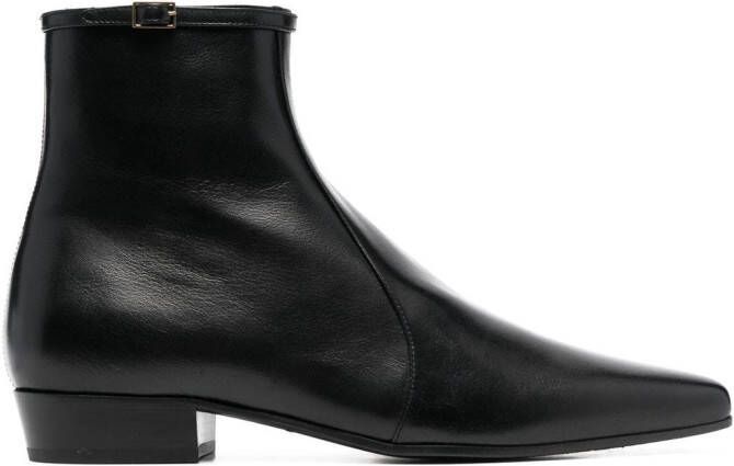Saint Laurent buckle-fastened pointed boots Black
