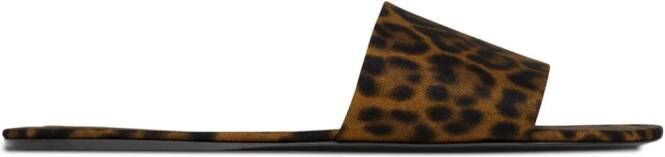Saint Laurent Carlyle leopard-print flat sandals Brown