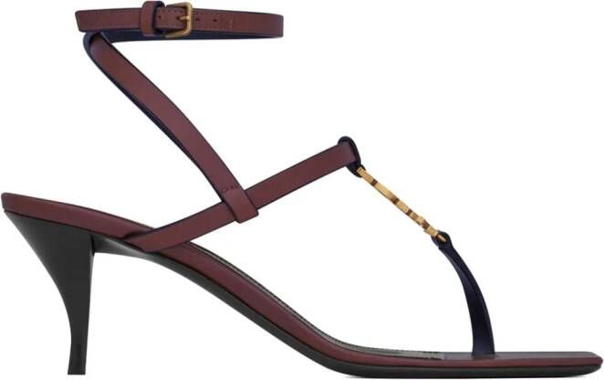 Saint Laurent Cassandra 60mm leather sandals Brown