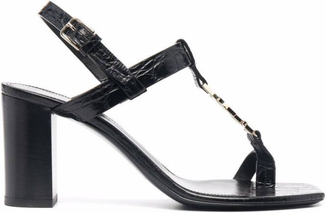 Saint Laurent Cassandra 75mm leather sandals Black