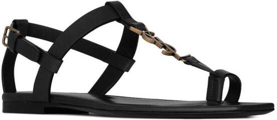 Saint Laurent Cassandra leather sandals Black