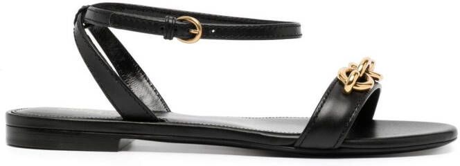 Saint Laurent chain link-detail leather sandals Black