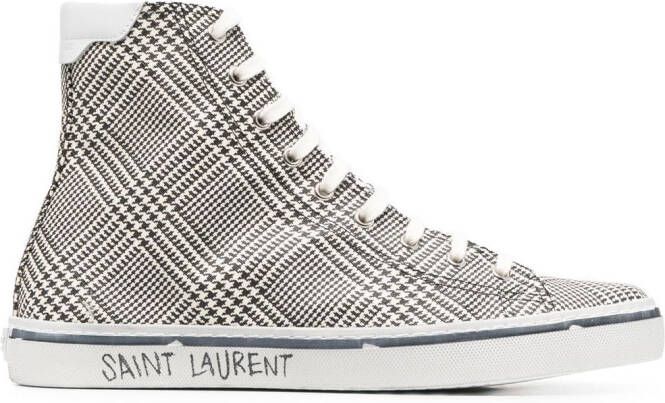 Saint Laurent checked high-top sneakers Black