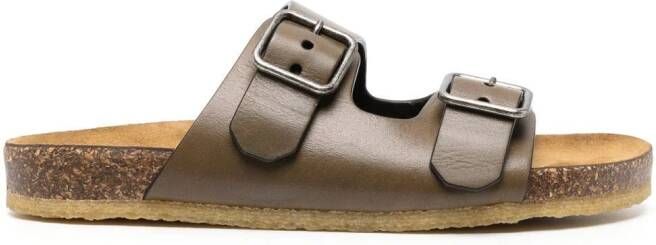 Saint Laurent Fabrice double-strap sandals Brown