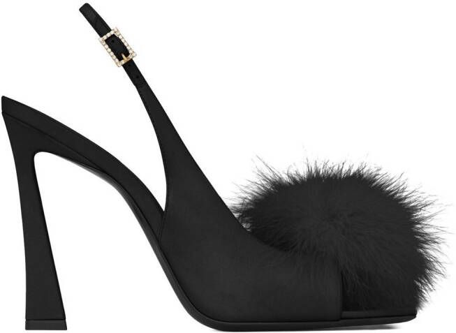 Saint Laurent faux-fur detail 110mm sandals Black