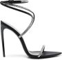 Saint Laurent Georgia rhinestone-embellished satin sandals Black - Thumbnail 1