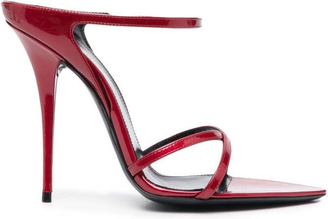 Saint Laurent Gippy 125mm patent leather mules Red