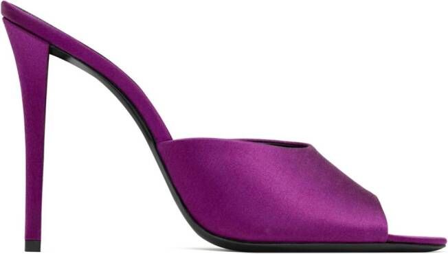 Saint Laurent Goldie satin stiletto mules Purple