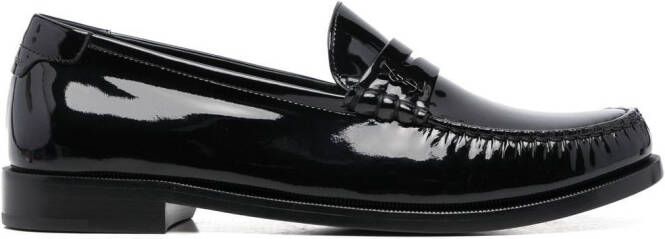 Saint Laurent high-shine leather loafers Black