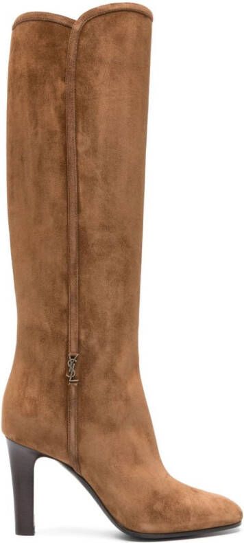 Saint Laurent Jane 90mm suede boots Brown