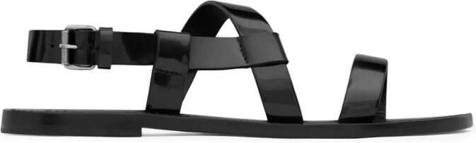 Saint Laurent Jean glazed leather sandals Black
