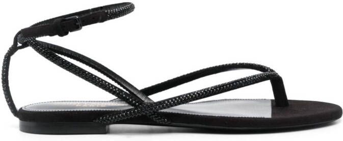Saint Laurent Jota 05 flat leather sandals Black